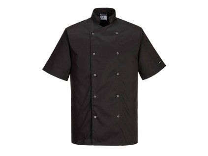 Portwest Rondon Cumbria Chefs C733BKR s krátkým rukávem na patentky černá (Velikost 4XL)