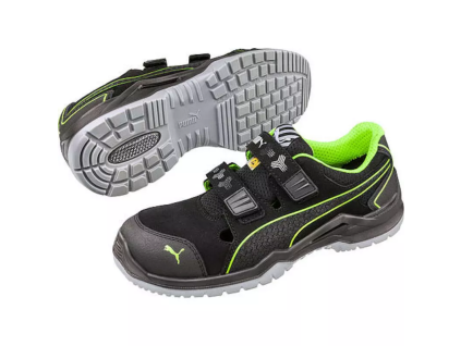 PUMA Neodyme Green Low S1P ESD SRC - Bezpečnostní sandály - černo-zelené (Velikost 46)