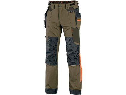 CANIS CXS NAOS kalhoty pánské khaki/olive HV oranžové doplňky (Velikost 58 AKCE)