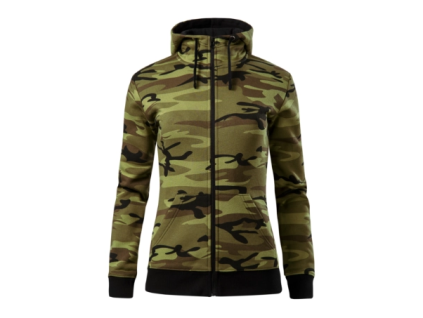 Malfini CAMO ZIPPER C20 dámská mikina maskáčová/zelená (Velikost XXL)
