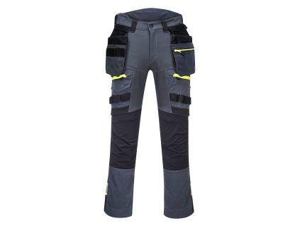 PORTWEST DX4 HOLSTER DX440 - Strečové slim fit montérky s odepínacími kapsami - ocelově šedá (Velikost 48)