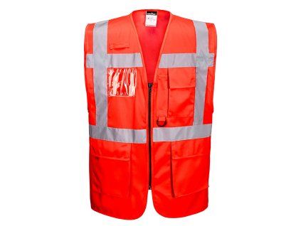 PORTWEST BERLIN S476 - Reflexní manažerská vesta - červená (Velikost 3XL)