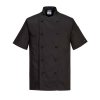 Portwest Rondon C734BKR Kent Chefs s krátkým rukávem černá na knoflíky (Velikost 4XL)