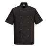 Portwest Rondon Cumbria Chefs C733BKR s krátkým rukávem na patentky černá (Velikost 4XL)